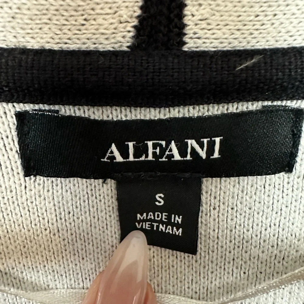 ALFANI Arched Garden Open Cardigan Black Sz S